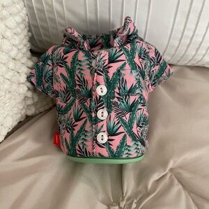 Pink and Green Tropical Print koozie